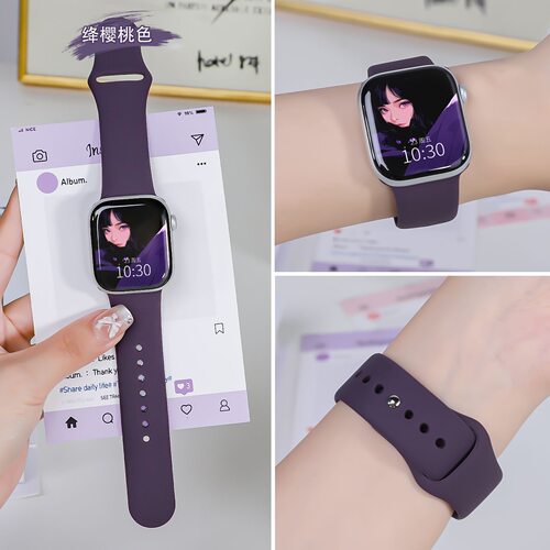 适用iWatchS11表带苹果手表S10/9官方同款s8硅胶7applewatch腕带6