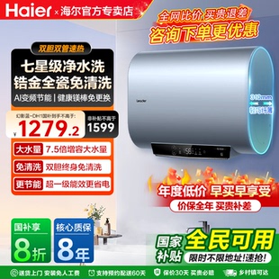 国家补贴海尔扁桶电热水器家用双胆60升一级能效50L卫生间leader