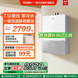 海尔燃气热水器16升零冷水家用天然气增压静音恒温燃热水器FH6