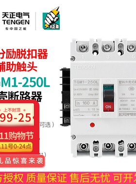 天正TGM1-250L/3340开关断路器带消防分励脱扣器辅助触头200A250A