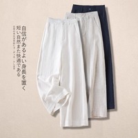 天絲亞麻九分褲女夏季薄款
