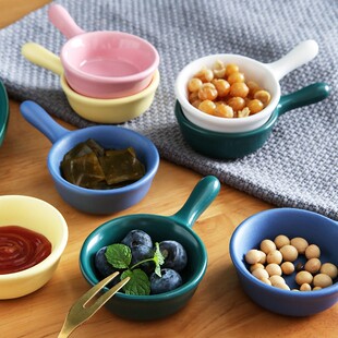 家用轻奢调味碟蘸中式手把创意陶瓷酱油醋沙拉番茄酱调料迷你料碟