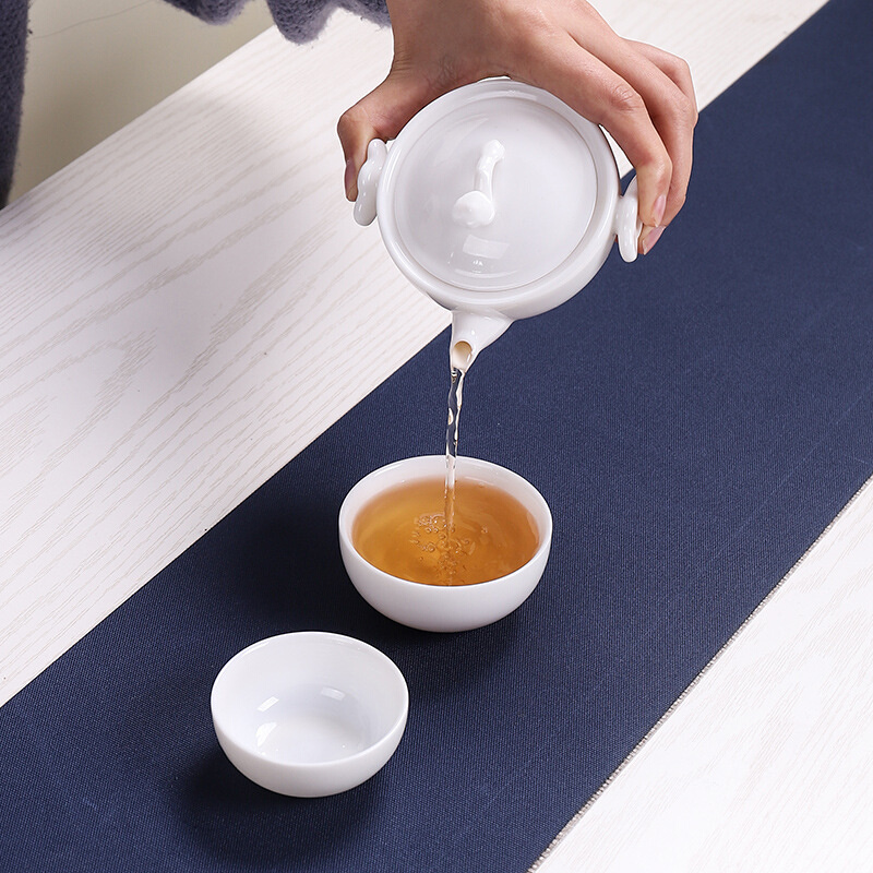 旅行便携茶具套装白瓷玉瓷快客杯子车载家用旅行户外办公一壶二杯