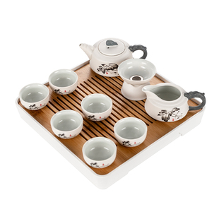 家用小套装 陶瓷功夫茶具日式 x宿舍便携泡茶带茶盘茶台茶几一体套