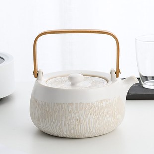 原矿家用h煮水陶壶白泥壶泡茶煮茶器竹提梁陶瓷新品 日式 耐热烧水