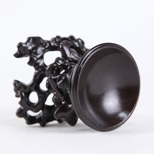 黑檀木实木根雕镂空根艺底座奇石头紫砂茶壶多P肉微型盆景几架木