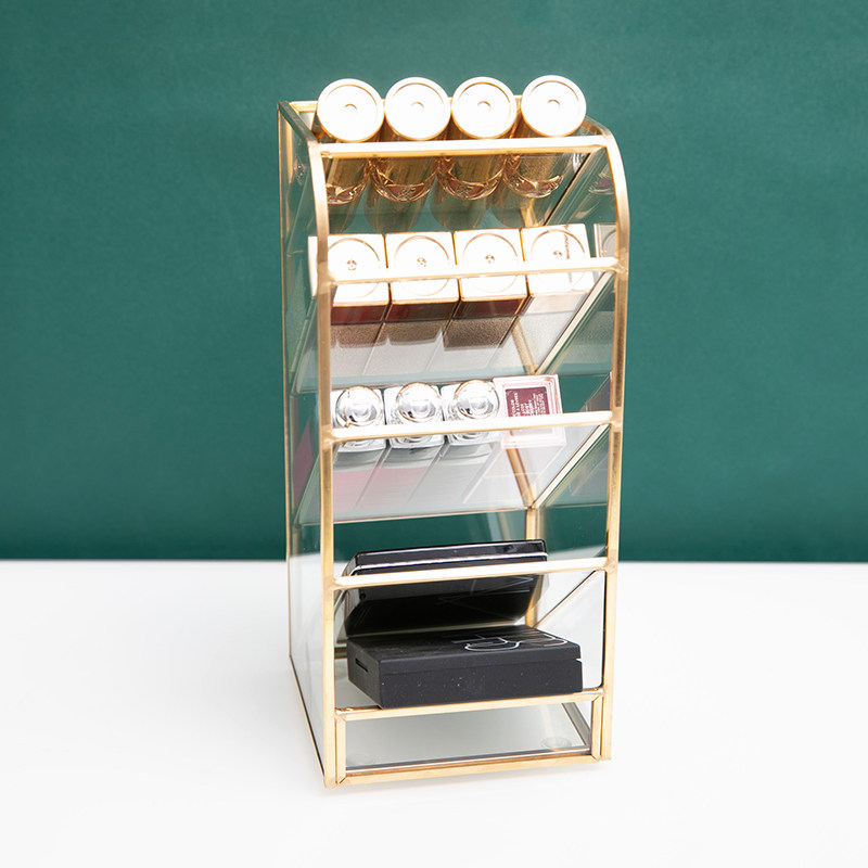 轻奢玻璃化妆品桌面口红收纳盒分层彩妆J架子唇膏唇釉置物架高级,收纳整理,桌面收纳盒,淘宝优惠券,粉丝福利购,淘宝优惠卷