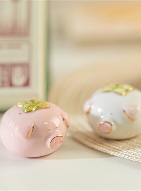 猪柿顺利吉祥寓意可爱猪猪摆件日式汽车摆件家居T装饰品情侣礼物
