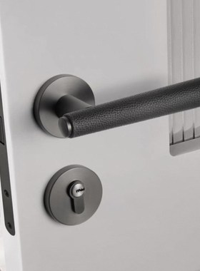 锌合金皮革开叉锁真l皮门锁室内卧室皮革箱灰色磁性静音开叉锁门