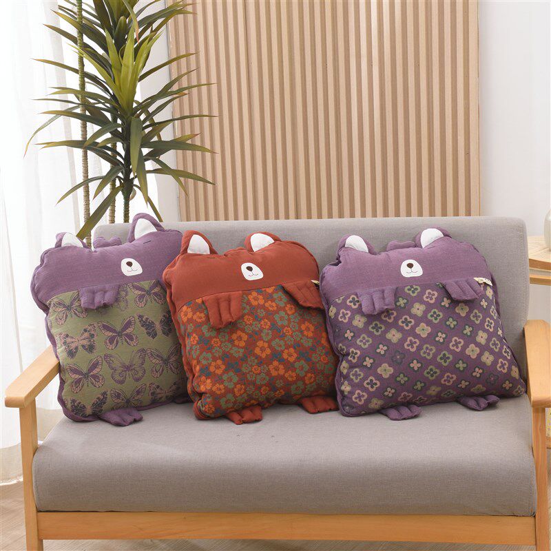 怪怪熊双层纱A类色织提花抱枕被B携带方便折叠午睡枕头毯子沙发靠,居家布艺,抱枕被,淘宝优惠券,粉丝福利购,淘宝优惠卷