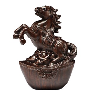 黑檀实木马摆件中式木雕马到成功C工艺品办公室桌装饰家居酒柜摆