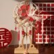 新娘红色团扇结婚中式 婚q礼晨袍扇子出嫁手工喜扇diy材料包秀禾扇