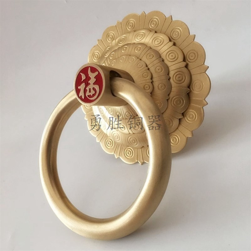 大门拉手仿古纯铜中式圆环铜把手B门环铜拉环黄铜古铜古黑色铜圆