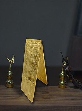 仿真金条金砖 年年有余宽版金块 纯铜镀金样品金T条 金店摆件道具