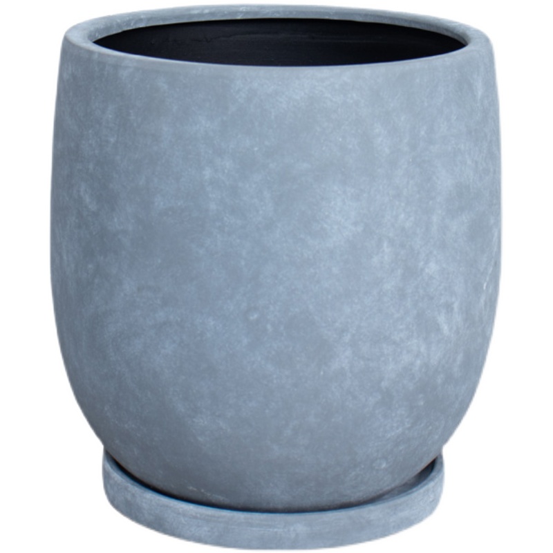 粗陶瓷花盆大号j带托盘透气仿水泥创意花盆简约田园特大口径价包