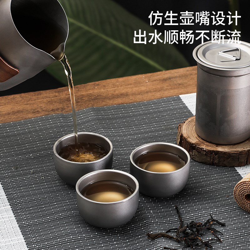 钛茶具随身户g外泡茶器旅行茶杯便携耐高温防烫高级钛合金茶壶套