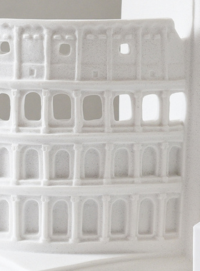 欧式复古罗马角h斗场建筑书挡书靠摆件样板房家居书房桌面软装饰