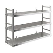 厨房墙壁置物架壁挂式 微s波炉储物架不锈钢挂墙锅架调味料收纳挂