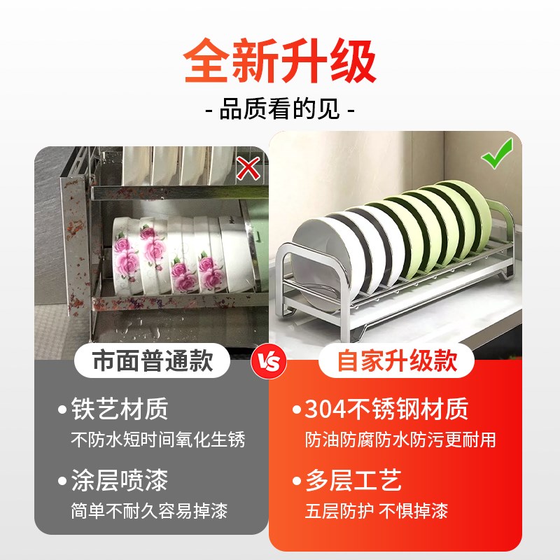 碗碟收纳架不锈钢沥水p碗盘架抽屉柜内沥碗架厨房橱柜碟子盘子收
