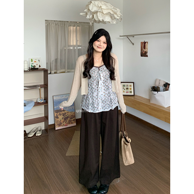 青屿衫-微胖早秋季穿搭大码韩系温柔甜美风气质百搭长袖针织开衫