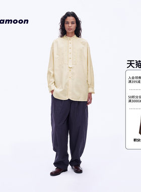 【2026秋冬新品】fafamoon设计师品牌蕾丝拼贴立领衬衫