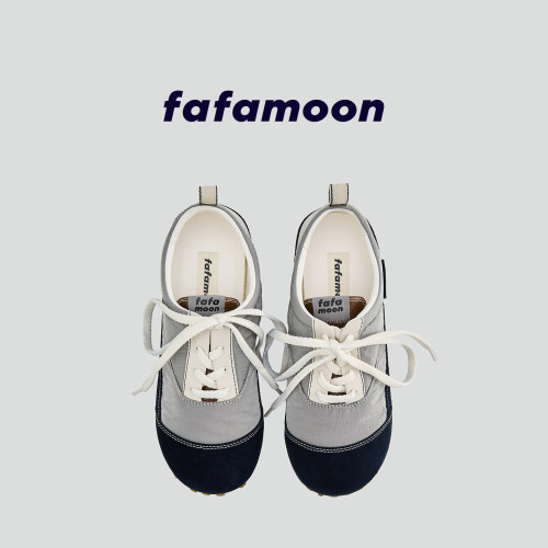 【2026春季新品】fafamoon设计师品牌尼龙拼接撞色复古薄底休闲鞋