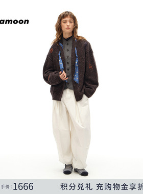 【博主同款】fafamoon2025秋冬新品 领结装饰宽松粗针开衫女