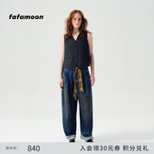 fafamoon设计师品牌 马甲女 休闲复古深灰色V领西装 2025夏季 新品