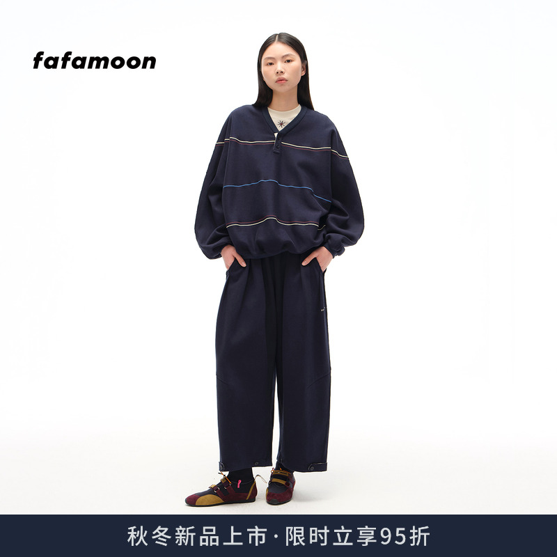 【2025秋冬新品】fafamoon设计师品牌女士脚口可调节宽松九分卫裤