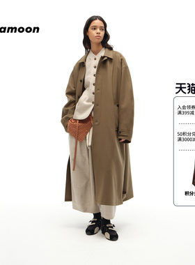 fafamoon设计师品牌秋冬女士廓形中长款羊毛大衣