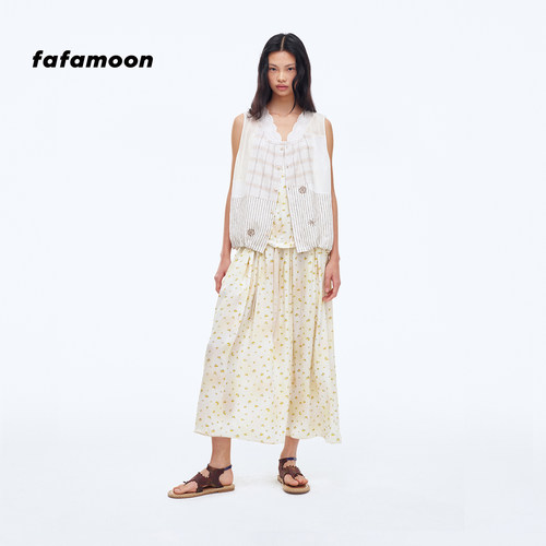 【2026早秋新品】fafamoon设计师品牌 花边领刺绣拼接抽绳马甲