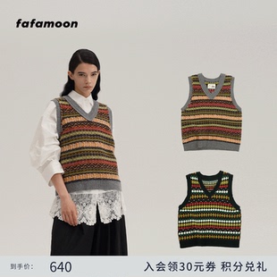 2024双面穿背心马夹宽松费尔岛 fafamoon设计师品牌 博主同款