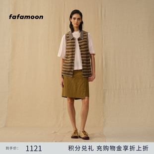 【2026春季新品】fafamoon设计师品牌 彩条翻领钩花马甲