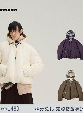 fafamoon设计师品牌 冬季时尚造型感防寒保暖外套飞行员羽绒服女