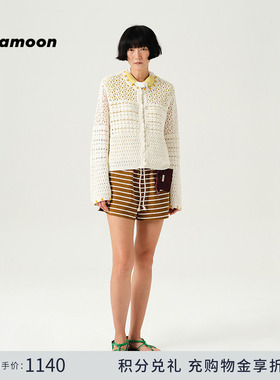 fafamoon设计师品牌 2025夏季新品镂空钩花开衫女舒适休闲长袖