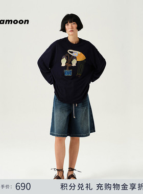 fafamoon设计师品牌2025夏季新品打褶量感牛仔裤休闲A字形短裤女