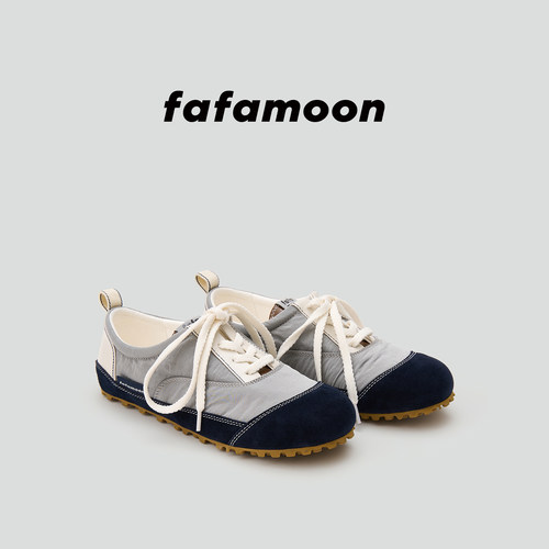 【2026春季新品】fafamoon设计师品牌尼龙拼接撞色复古薄底休闲鞋