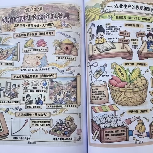 七下史地生政漫画版笔记本 小四门考点梳理知识点速记备考资料