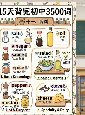 初中通用英语15天牢记初中3500词汇趣味漫画合集笔记本手绘手账本