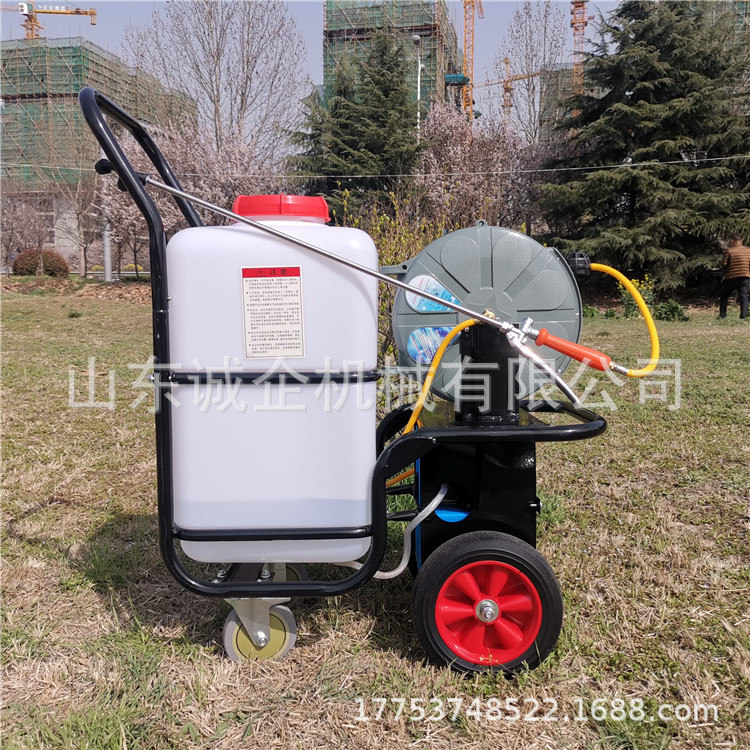 长期供应60升手推式自动回管双泵喷雾器 15米高压管移动式消毒机