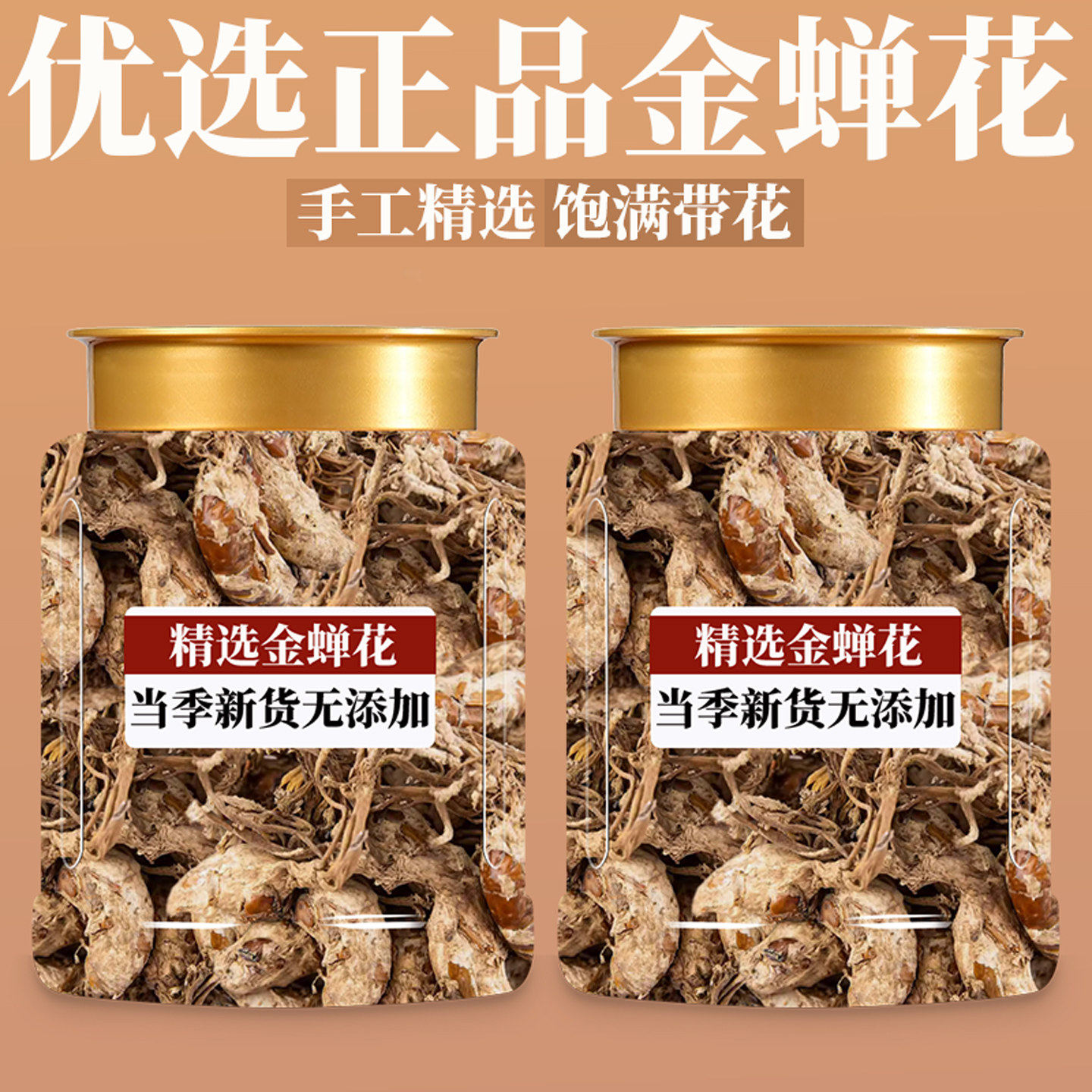 正品野生金蝉花中药材金婵花金蟾花虫草孢子粉知了花金蚕花500g
