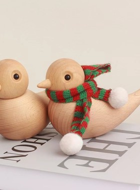 榉木北欧风格摆件实木小鸟