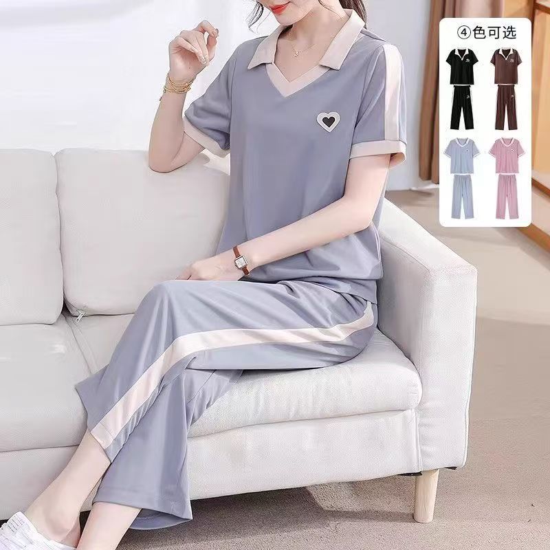2025中老年新款妈妈夏装时尚短袖运动套装时休闲妈妈母亲节衣服