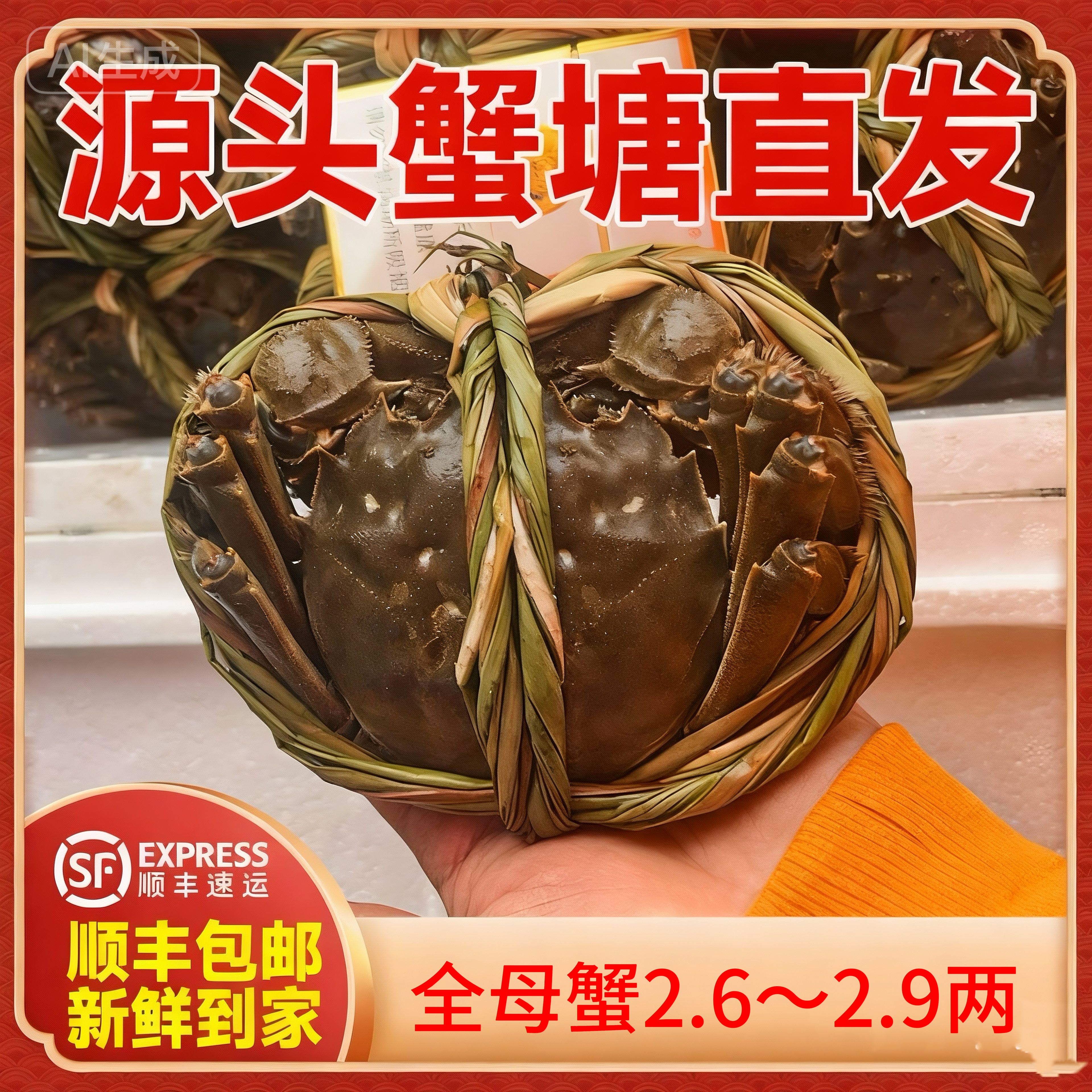 顺丰冷链现捕现发洪泽湖大闸蟹