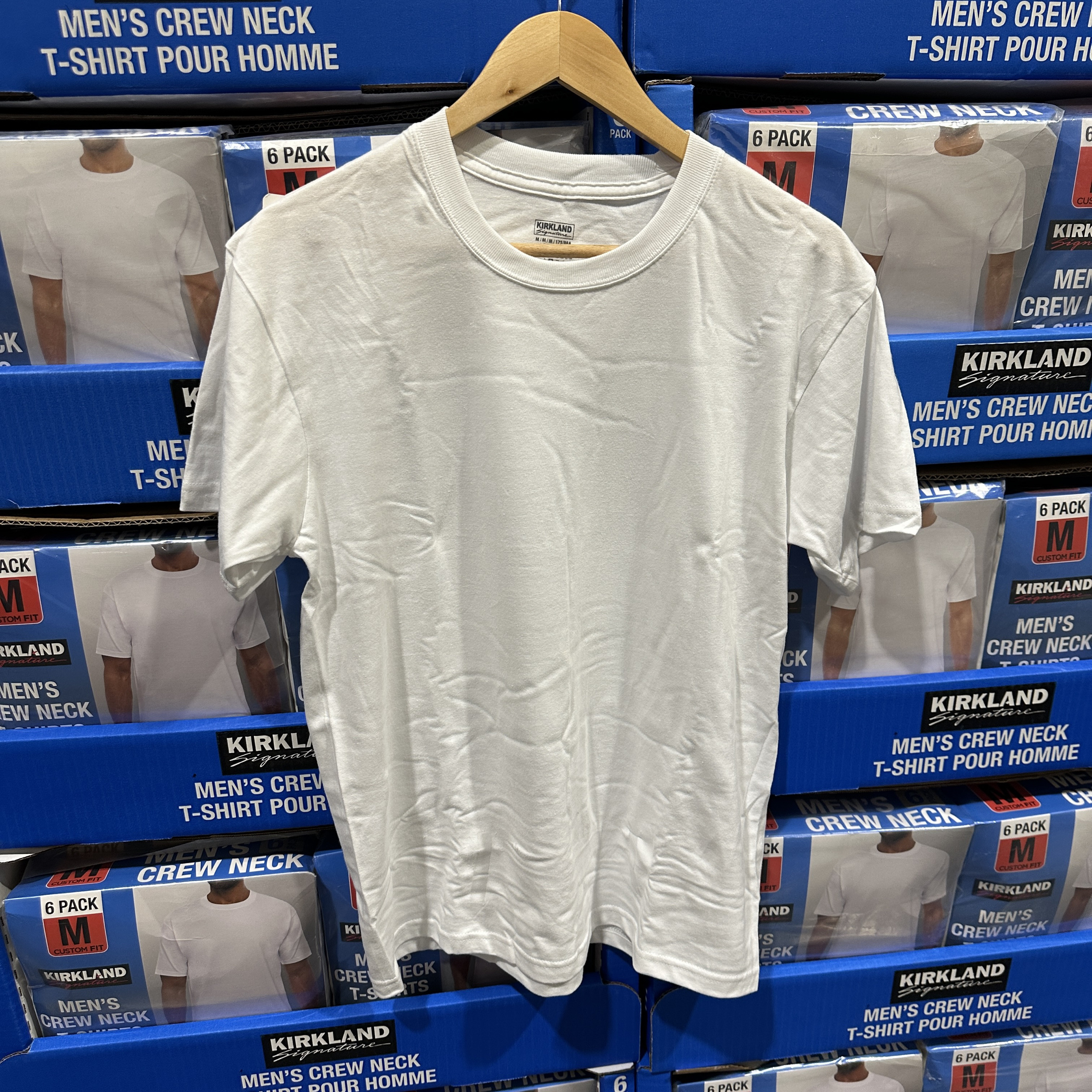 杭州Costco开市客国内代购Kirkland科克兰男套头圆领短袖白T恤6入