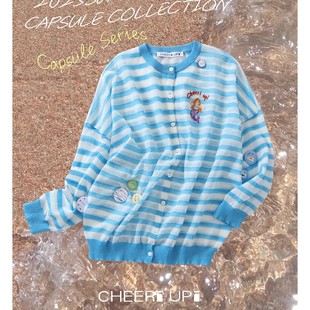 Always买手店 CHEERi 女 UPi卡通胸针条纹刺绣长袖 针织衫
