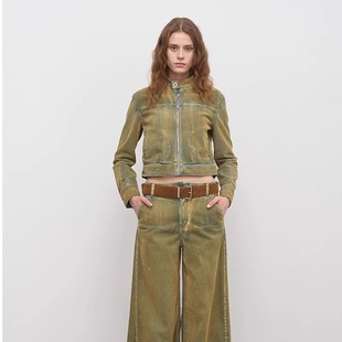 新款 設(shè)計(jì)師女裝 ODTD25秋季 套裝 牛仔燈芯絨夾克短外套闊腿褲