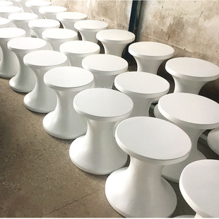 现代简约白色树脂坐凳商场美陈休闲椅家居客厅时尚吧凳创意腰鼓凳