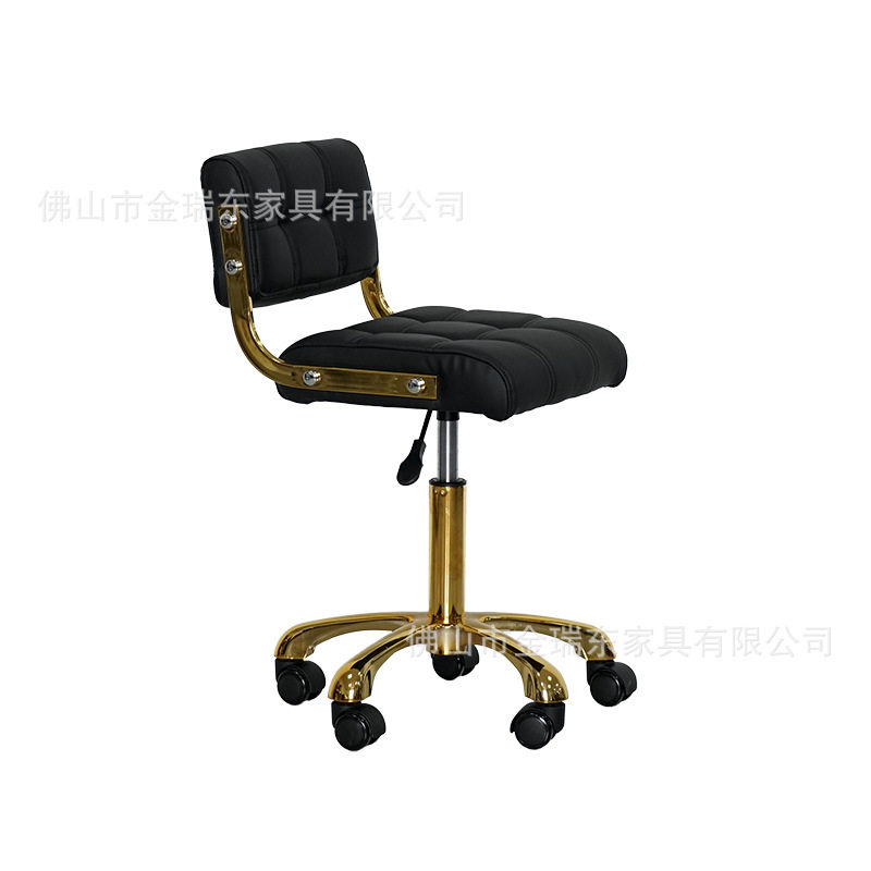 金色靠背可旋转升降理发美容椅