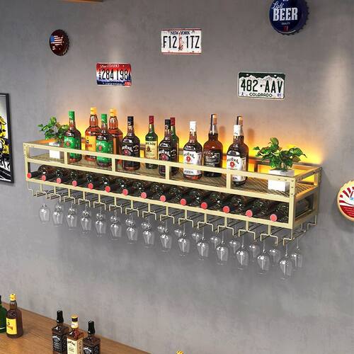 发光壁挂铁艺红酒杯倒挂架